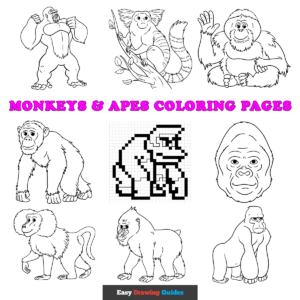Easy Monkeys and Apes Coloring Featured Image