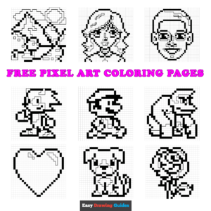Free printable pixel art coloring sheets - featured image