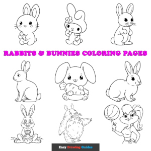 Free printable free rabbits and bunnies coloring pages - pinterest image