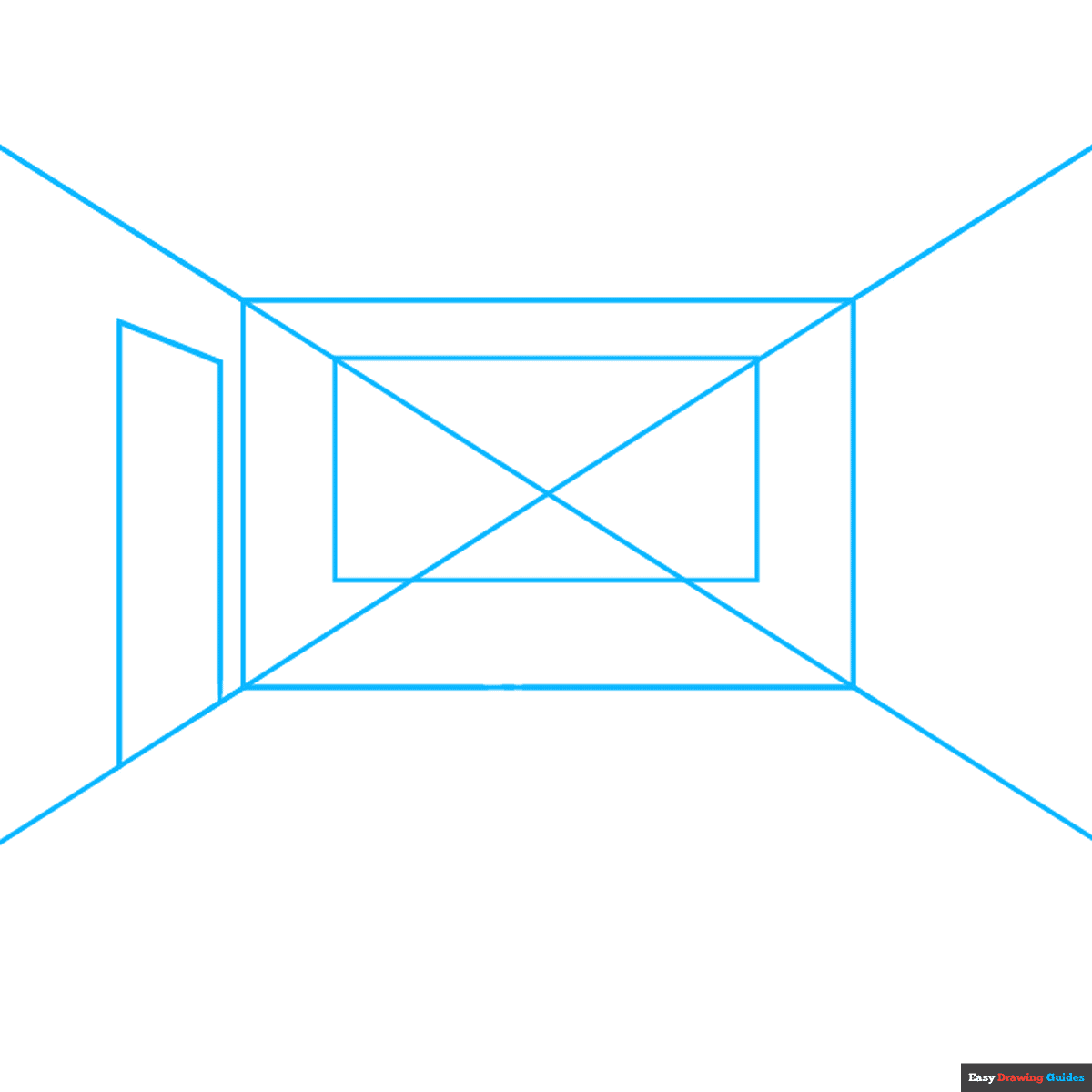 Easy Room in One-Point Perspective step-by-step drawing tutorial: step 1