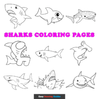 Free Sharks Coloring Pages for Kids - 14 Printable Sheets