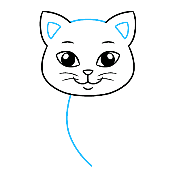 Easy Step-by-Step Cat Drawing for Kids step-by-step drawing tutorial: step 5