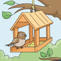 How to Draw a Bird Feeder