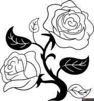 How to Draw a Black and White Rose