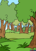 How to Draw a Cartoon Forest