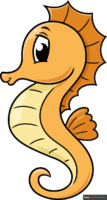 How to Draw a Cartoon Seahorse