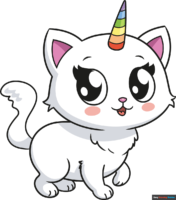 How to Draw a Cute Unicorn Cat