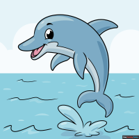 How to Draw a Dolphin in Cartoon Style