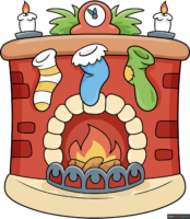 How to Draw a Fireplace with Christmas Stockings