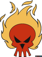 How to Draw a Flaming Skull