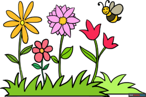 How to Draw a Flower Garden
