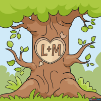 How to Draw a Heart Carved in Tree