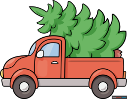 How to Draw a Truck with Christmas Tree