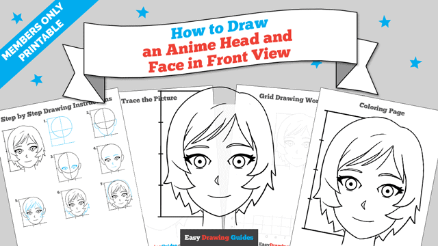 Printables thumbnail: How to Draw an Anime Head and Face in Front View