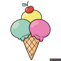 How to Draw an Easy Cartoon Ice Cream Cone