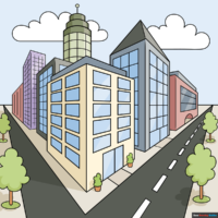How to Draw an Easy City in Two-Point Perspective