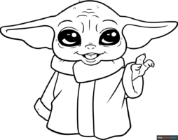How to Draw Baby Yoda in Black and White