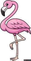 How to Draw a Cartoon Flamingo