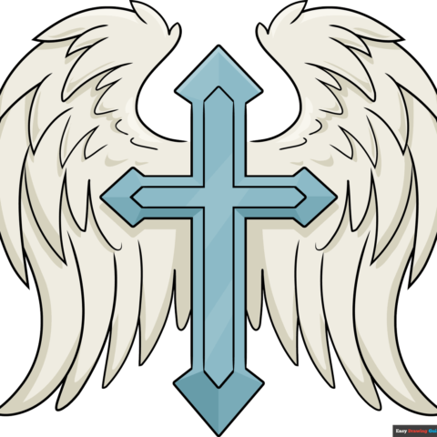 how to draw a cross with wings featured image