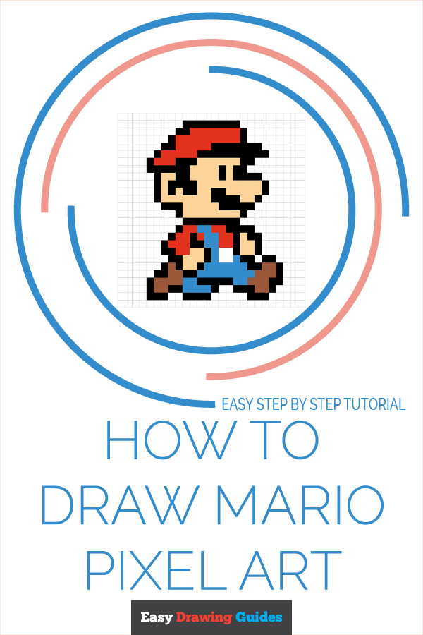 how to draw mario pixel art pinterest image