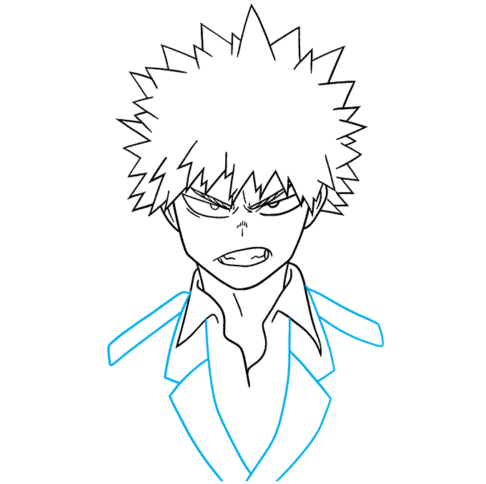 How to Draw Katsuki Bakugo from My Hero Academia Step 07