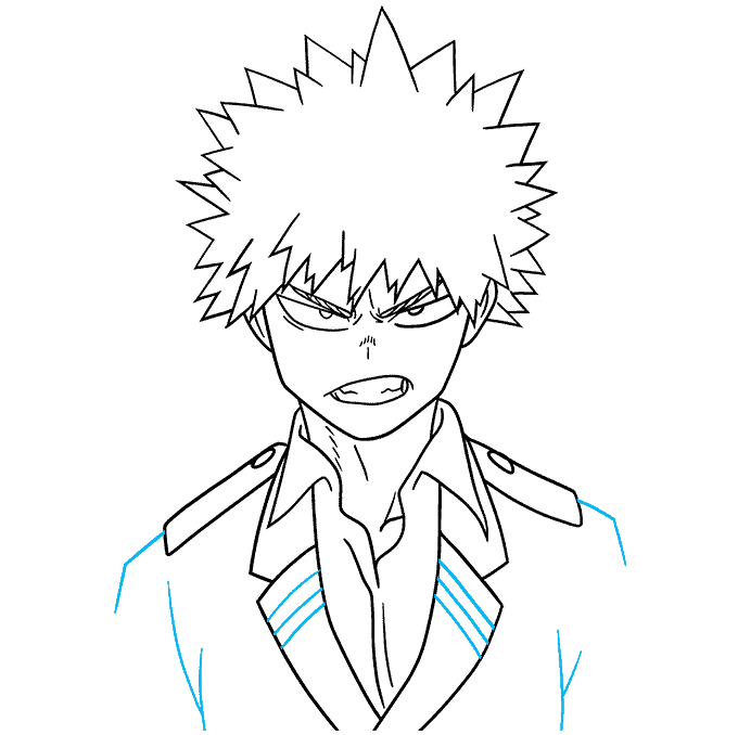 How to Draw Katsuki Bakugo from My Hero Academia Step 09