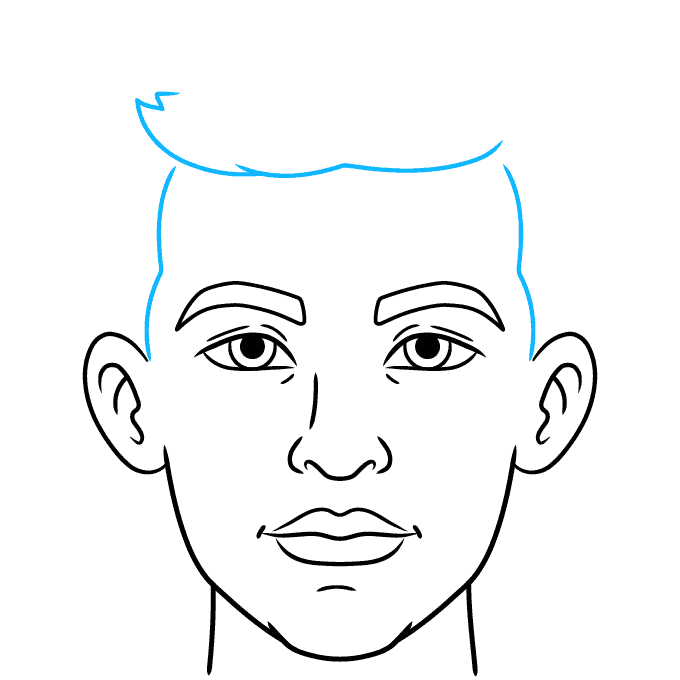Man's Face step-by-step drawing tutorial: step 7
