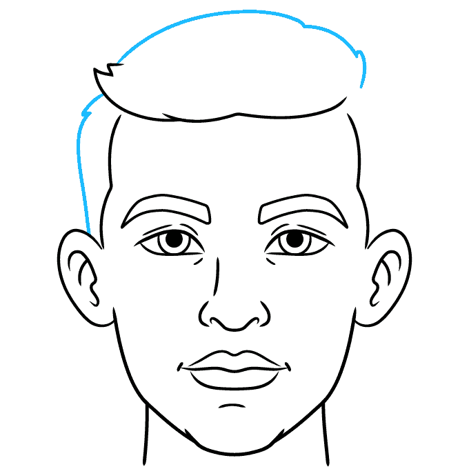 Man's Face step-by-step drawing tutorial: step 8
