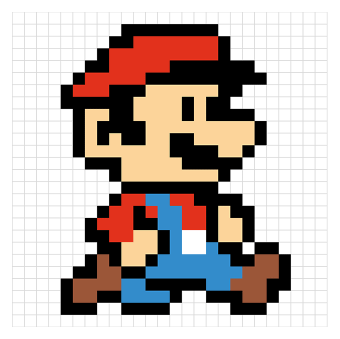 Mario Pixel Art step-by-step drawing tutorial: step 10