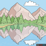 easy reflection drawing - mountain landscape step-by-step drawing tutorial: step 11