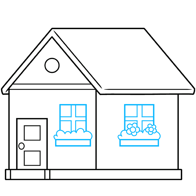 Simple House step-by-step drawing tutorial: step 07
