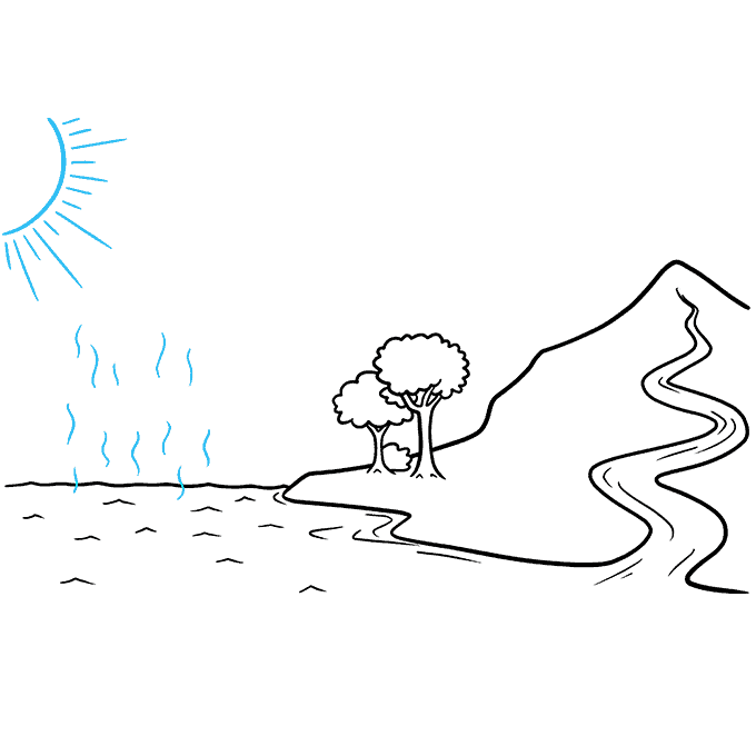 Water Cycle step-by-step drawing tutorial: step 5