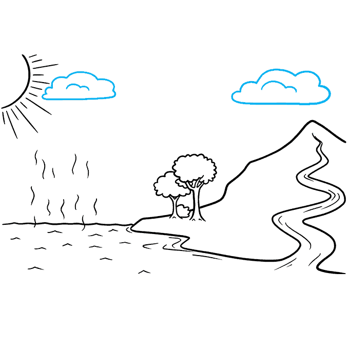 Water Cycle step-by-step drawing tutorial: step 6