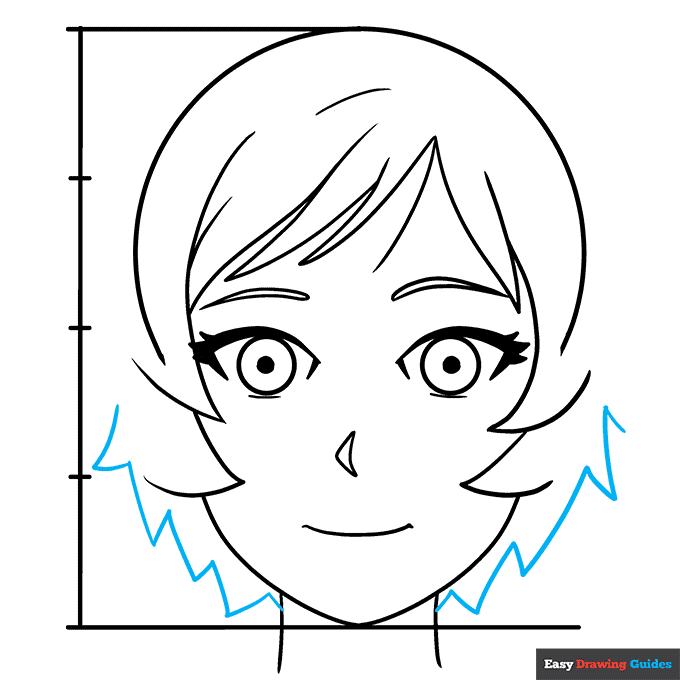 Anime Head and Face in Front View step-by-step drawing tutorial: step 6
