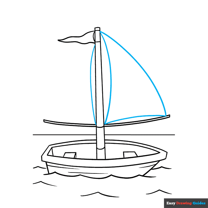 Boat step-by-step drawing tutorial: step 7