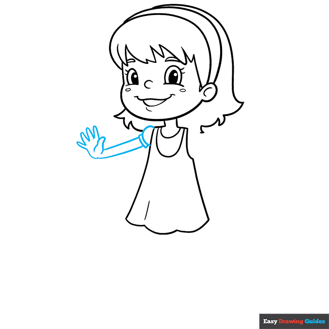 Cartoon Girl step-by-step drawing tutorial: step 7