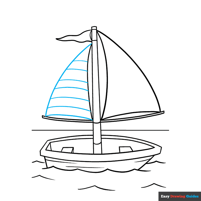 Boat step-by-step drawing tutorial: step 8