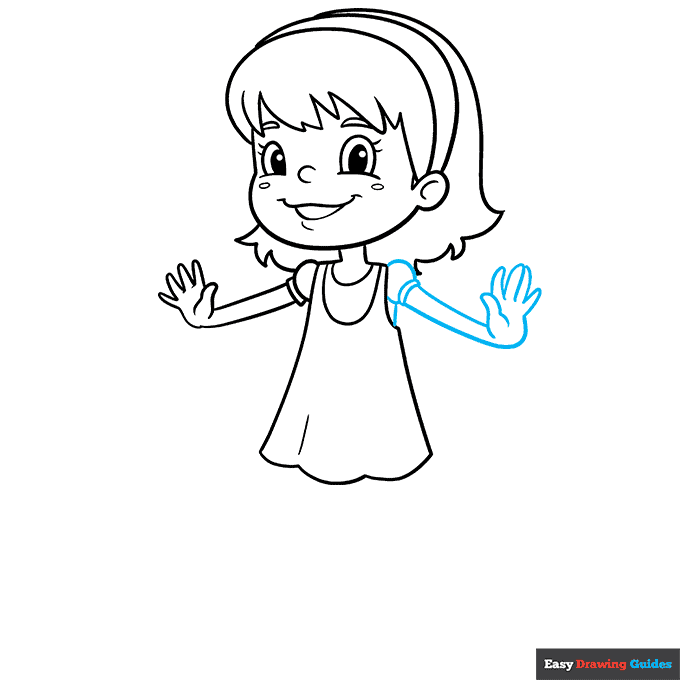 Cartoon Girl step-by-step drawing tutorial: step 8