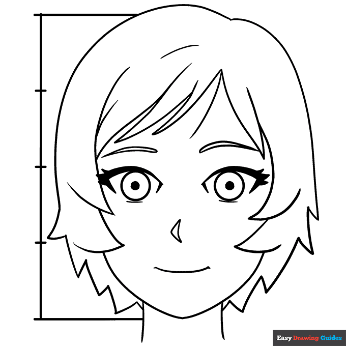 Anime Head and Face in Front View step-by-step drawing tutorial: step 8