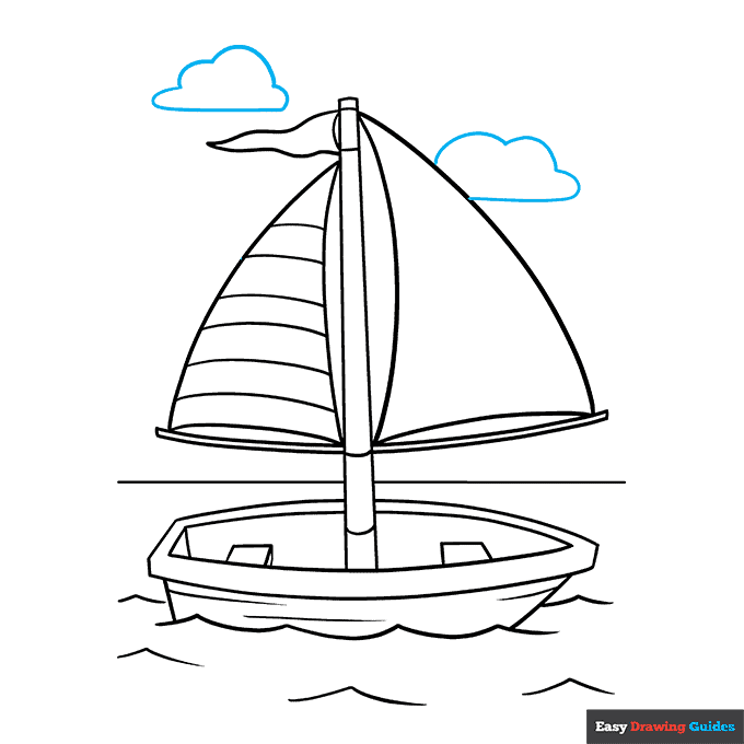 Boat step-by-step drawing tutorial: step 9