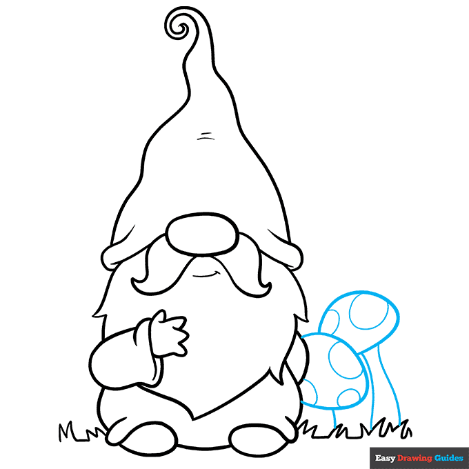 Garden Gnome step-by-step drawing tutorial: step 9