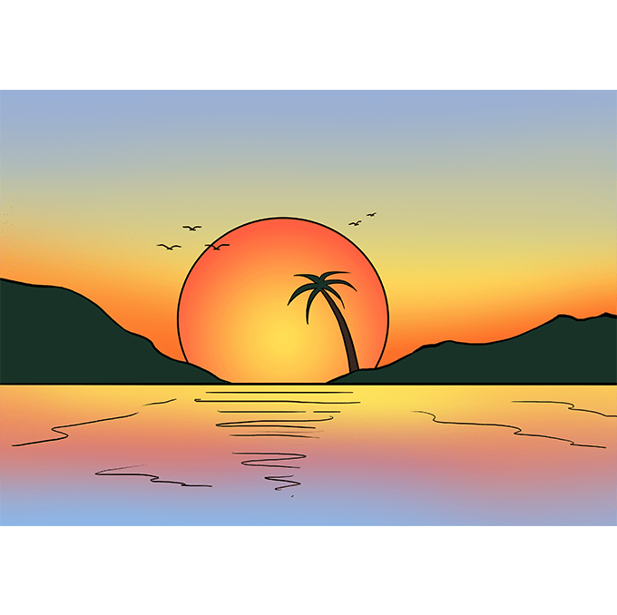 How to Draw a Sunset Step 11